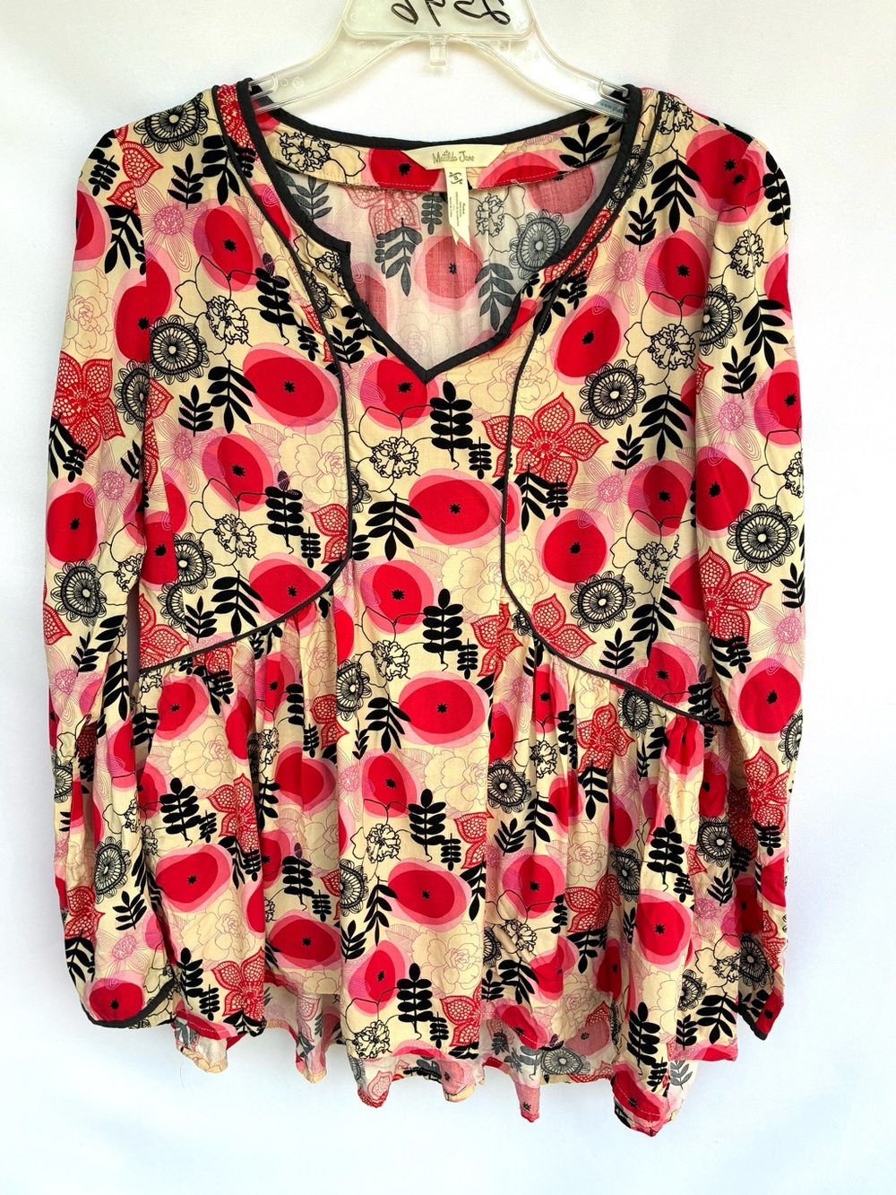 Matilda Jane Mistletoe Magic Poppy Floral Blouse Size Small - Picture 3 of 6